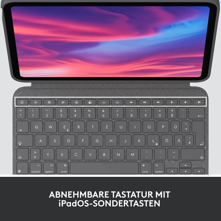 Teclado táctil combinado Logitech para iPad 10.9 de 10.ª generación (2022) gris Oxford QWERTZ DE