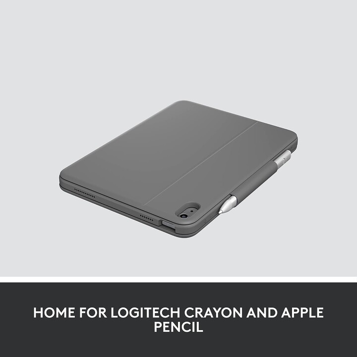 Capa folio robusta de grafite + teclado da Logitech para iPad (10ª geração)