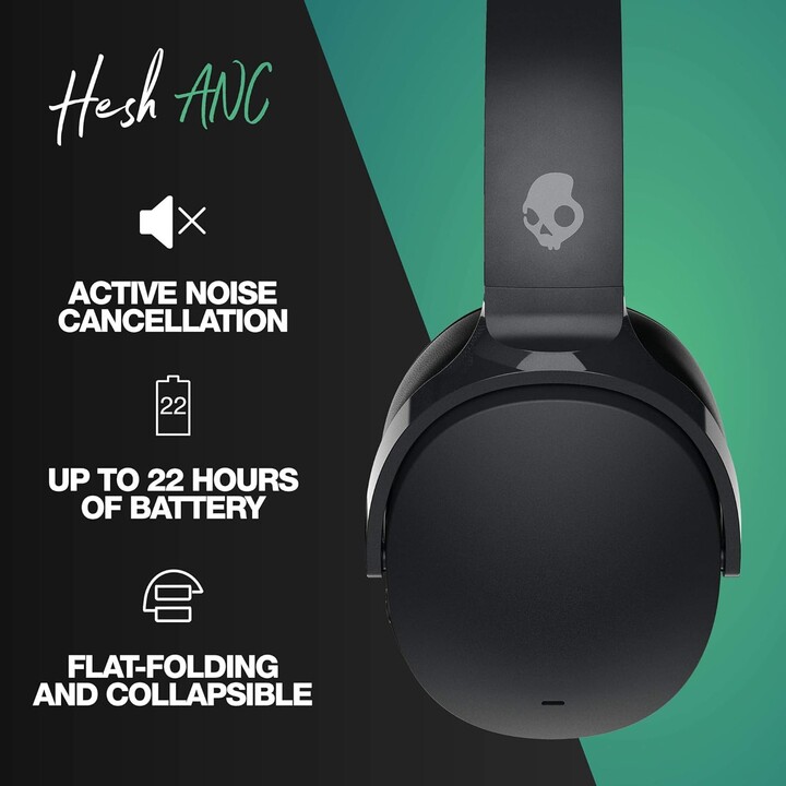 Skullcandy Hesh ANC Headphones Wireless and Wired Headband Calls/Music USB Type C Bluetooth Black