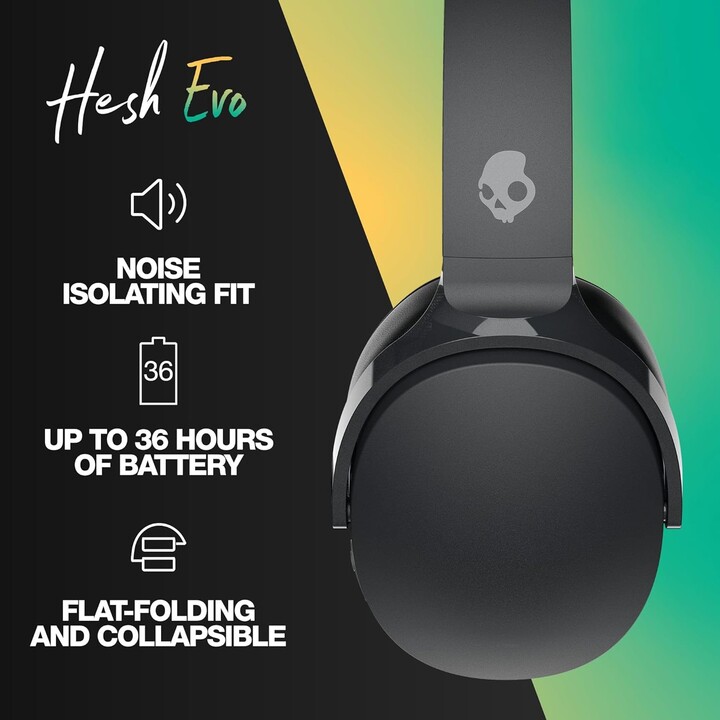 Skullcandy Hesh Evo Cuffie Wireless e Cablate Fascia Chiamate/Musica USB Tipo C Bluetooth Nero
