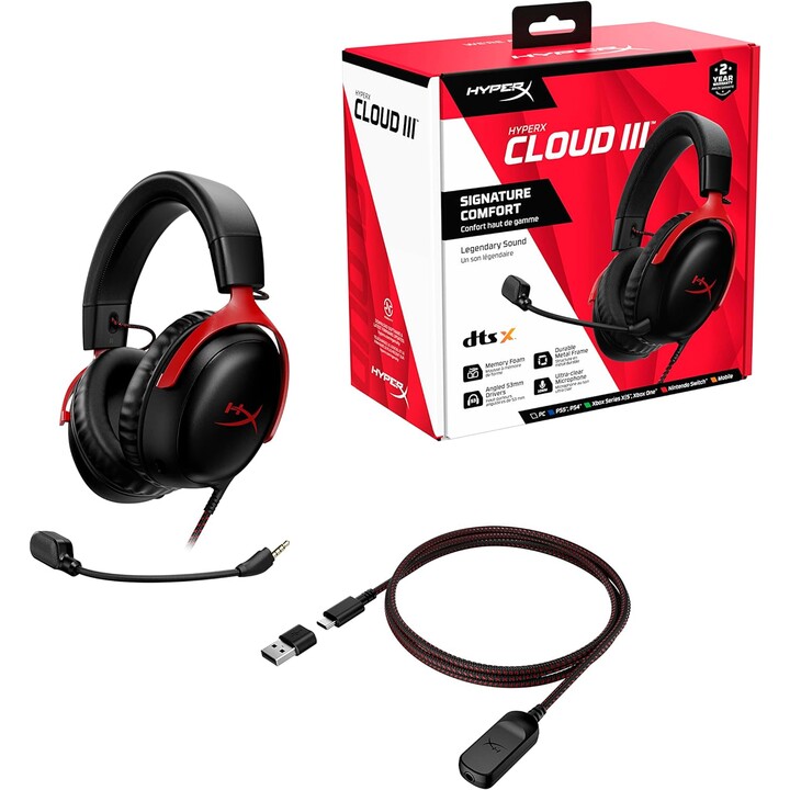 Hp Hyperx Cloud III - Gaming-Kopfhörer ( Schwarz -rot)