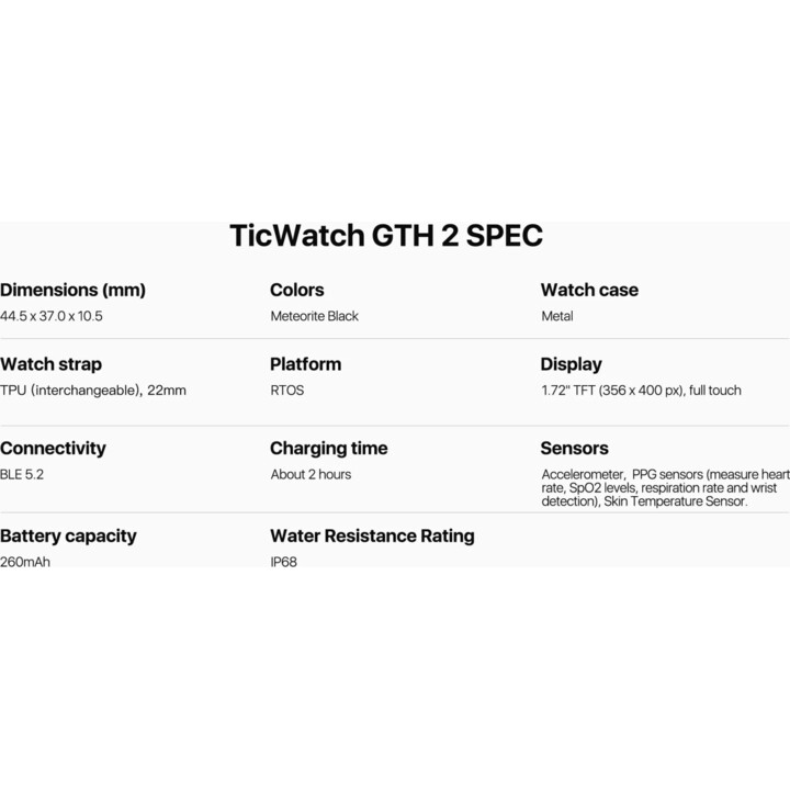 TicWatch GTH 2 Noir
