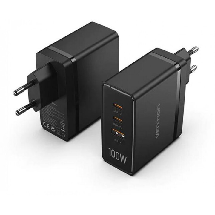 Carregador de Parede Vention FEGB0-EU/ 2xUSB Tipo-C/ 1xUSB/ 100W