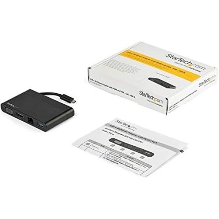 StarTech.com USB-C Multiport Adapter mit HDMI, VGA, Gigabit-Ethernet und USB 3.0 - USB-C- bis 4K HDMI oder 1080p VGA Display Min