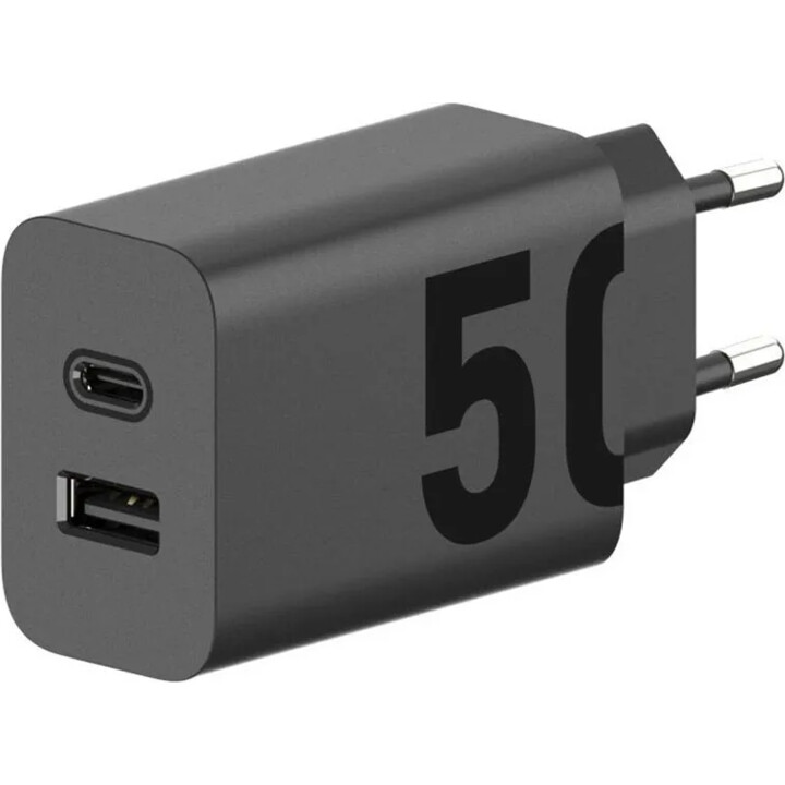 Caricabatterie Motorola TurboPower 50W Duo USB-C + USB-A con cavo USB-C Nero