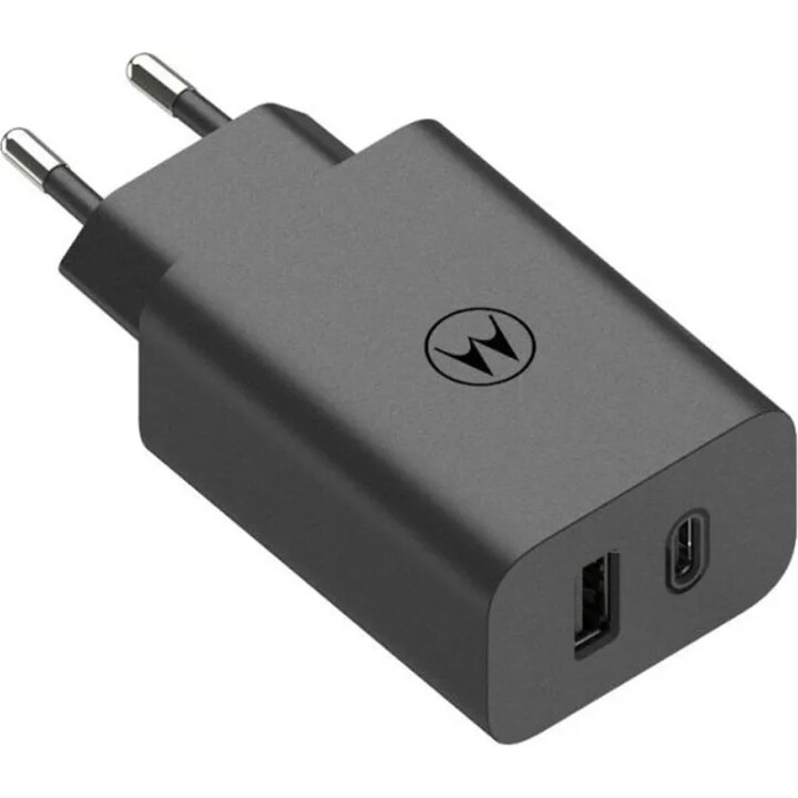 Caricabatterie Motorola TurboPower 50W Duo USB-C + USB-A con cavo USB-C Nero