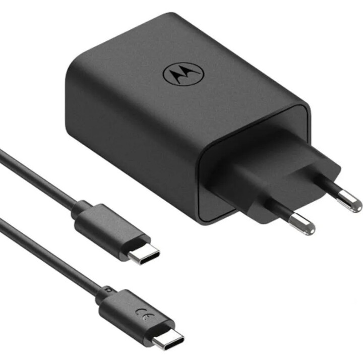 Caricabatterie Motorola TurboPower 50W Duo USB-C + USB-A con cavo USB-C Nero