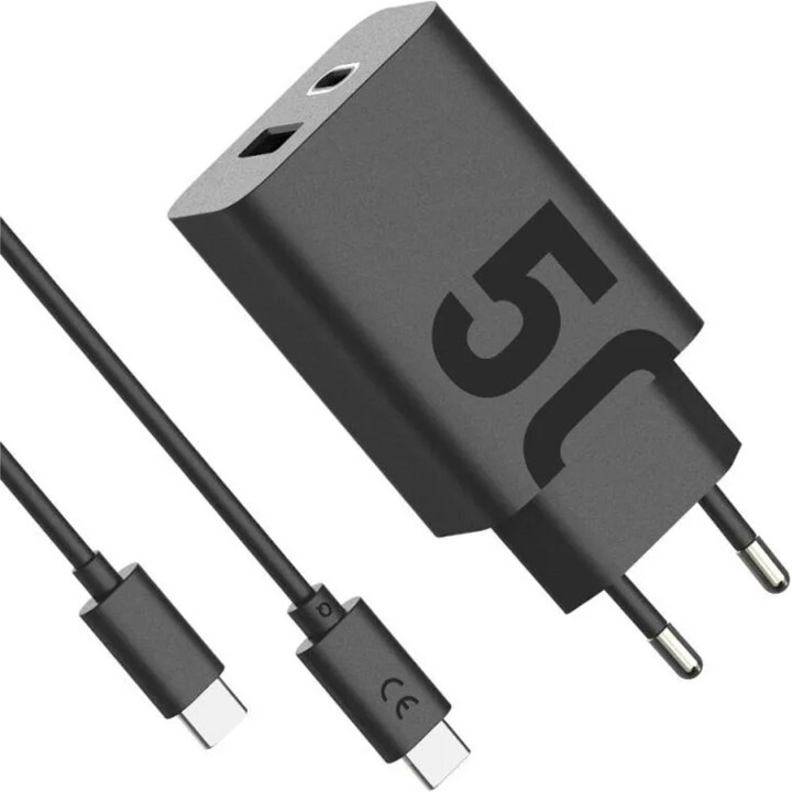 Caricabatterie Motorola TurboPower 50W Duo USB-C + USB-A con cavo USB-C Nero
