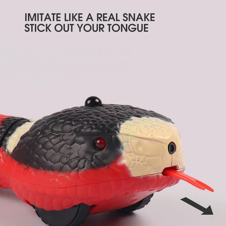 Serpente rosso sornione con rilevamento intelligente 9909s - Giocattolo interattivo per gatti