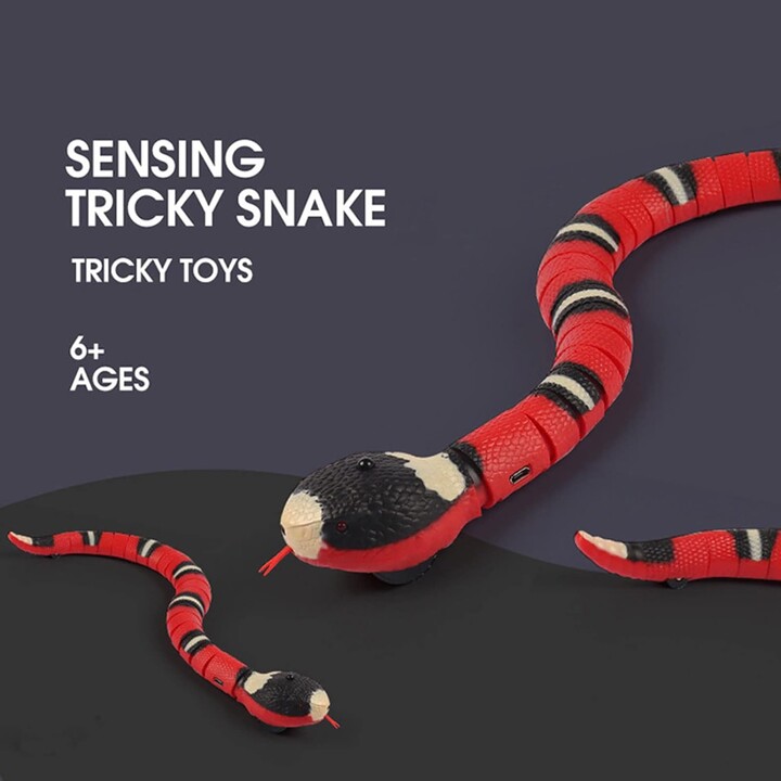 Serpente rosso sornione con rilevamento intelligente 9909s - Giocattolo interattivo per gatti