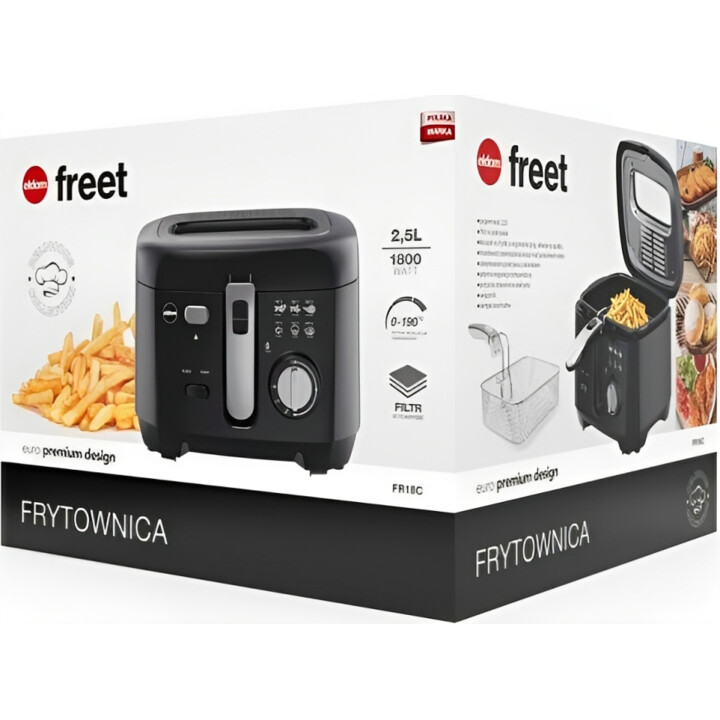 Friggitrice ELDOM FREET, 2,5 L, 400 g di patatine fritte, regolatore di temperatura, serbatoio dell'olio rimovibile, nero