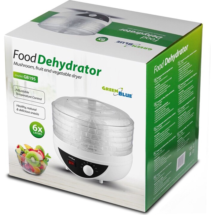 GreenBlue mushroom, vegetable and fruit dryer, 250W power, very quiet, 5 sieves, GB195