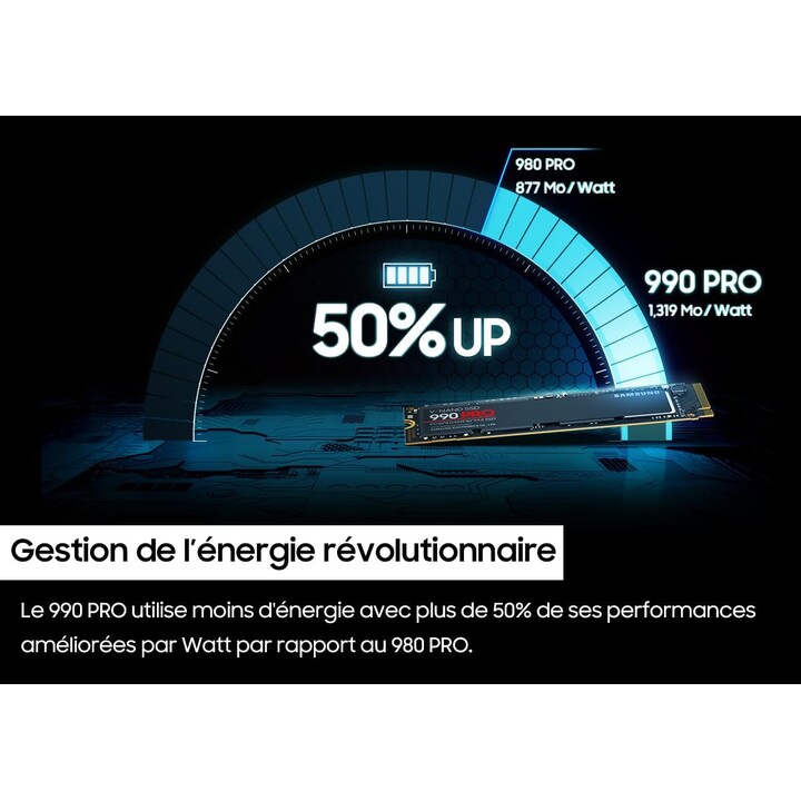 Samsung 990 Pro - 4 TB (SSD interno, NVMe, M.2, MZ-V9P4T0BW)