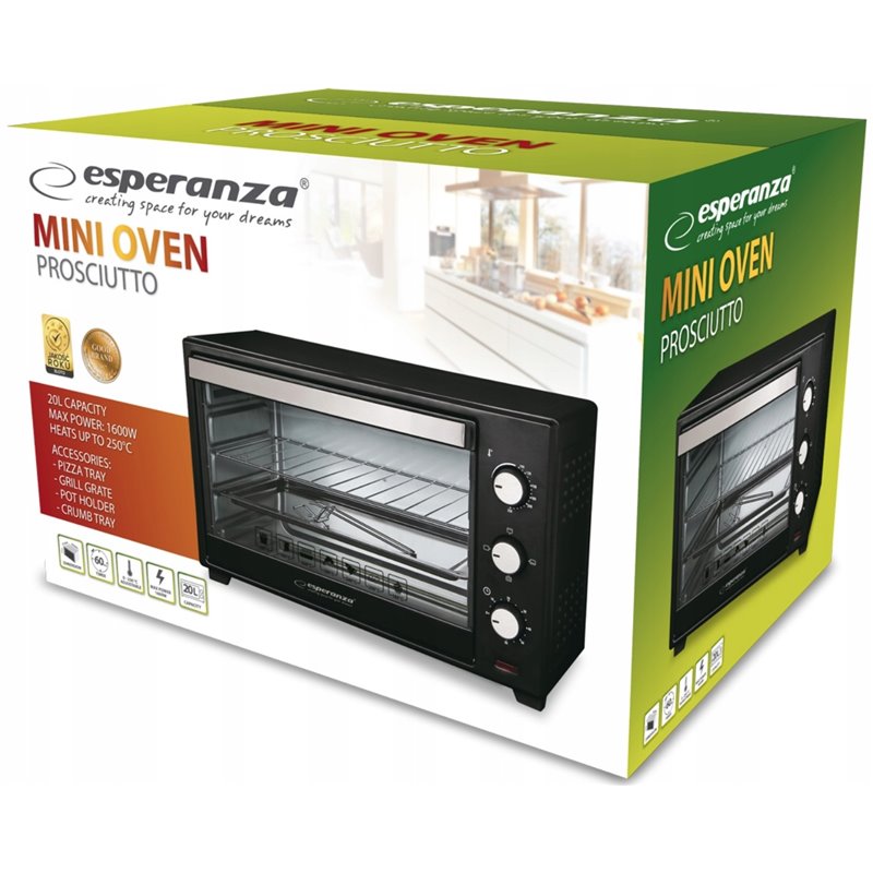 Esperanza EKO008 Mini Horno 20 l 1600 W Negro