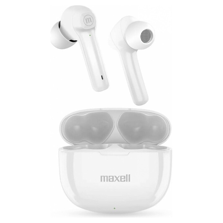 Casque d'écoute sans fil Maxell Dynamic+ avec étui de chargement Bluetooth blanc