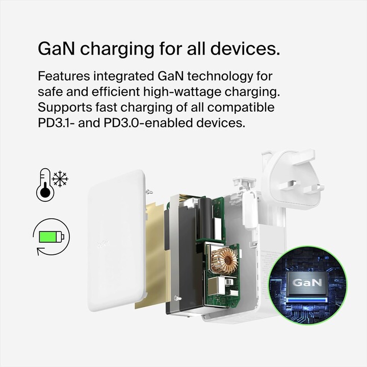 Carregador de parede gan 140w plugue reino unido + ue + eua