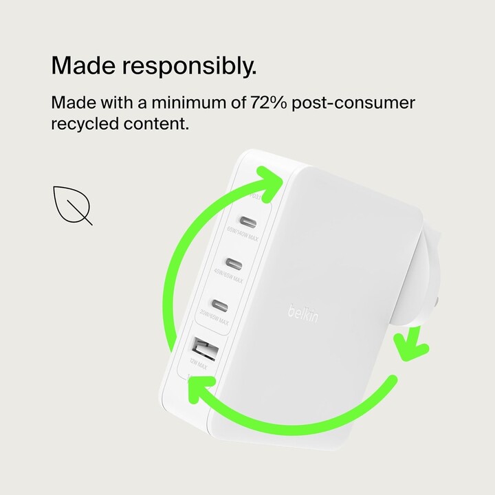 Carregador de parede gan 140w plugue reino unido + ue + eua