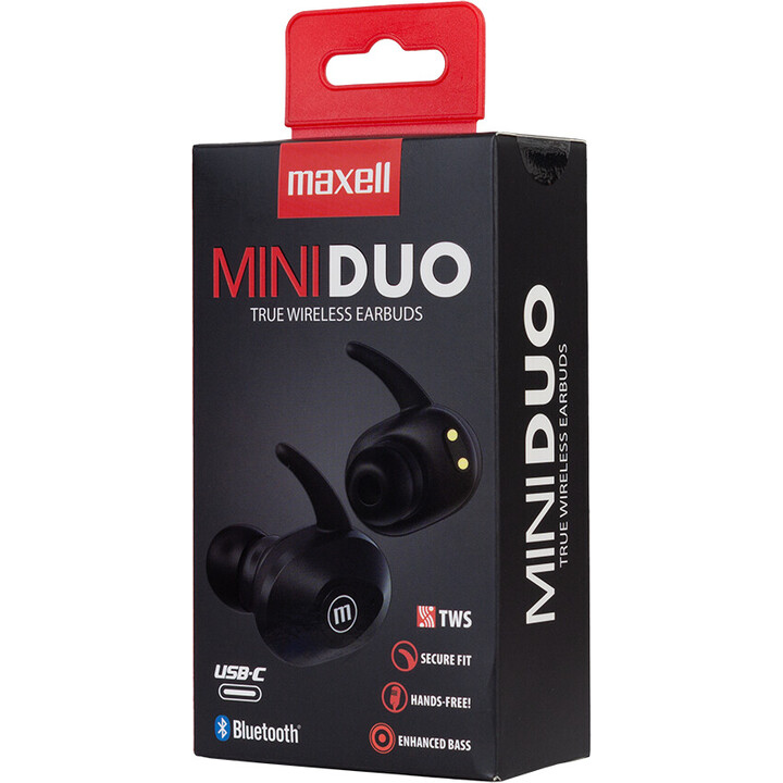 MAXELL MINI DUO Kabellose In-Ear-Kopfhörer mit Ladetasche Schwarz
