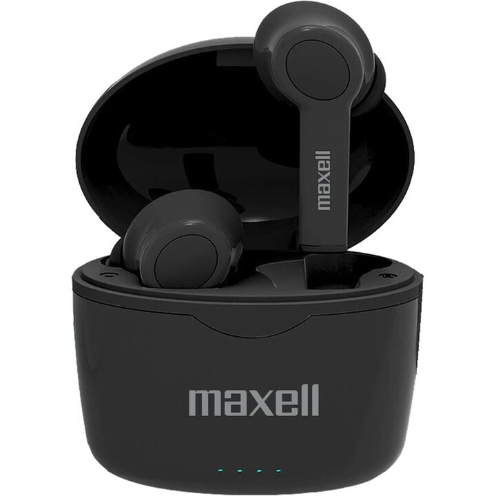 Maxell Bass 13 Sync Up Écouteurs intra-auriculaires Bluetooth sans fil avec étui de chargement, noir