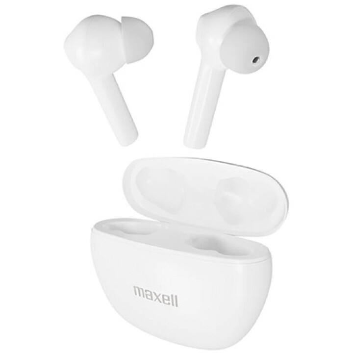 Casque d'écoute sans fil Maxell Dynamic+ avec étui de chargement Bluetooth blanc