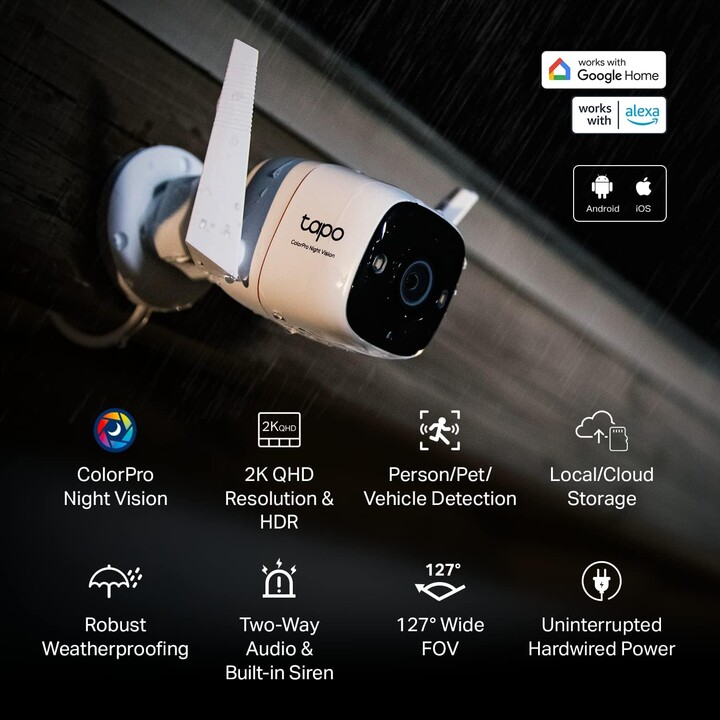 TP-LINK Tapo C325WB ColorPro Câmera Wi-Fi ao ar livre Branco