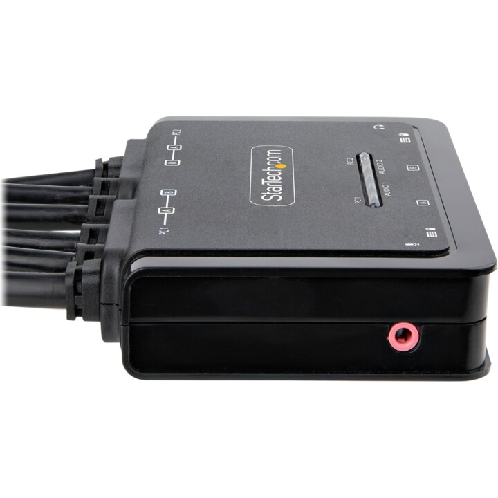 StarTech.com 2-Port-KVM-Switch, 4K 60 Hz, KVM-Kabel integriert USB-A, HDMI