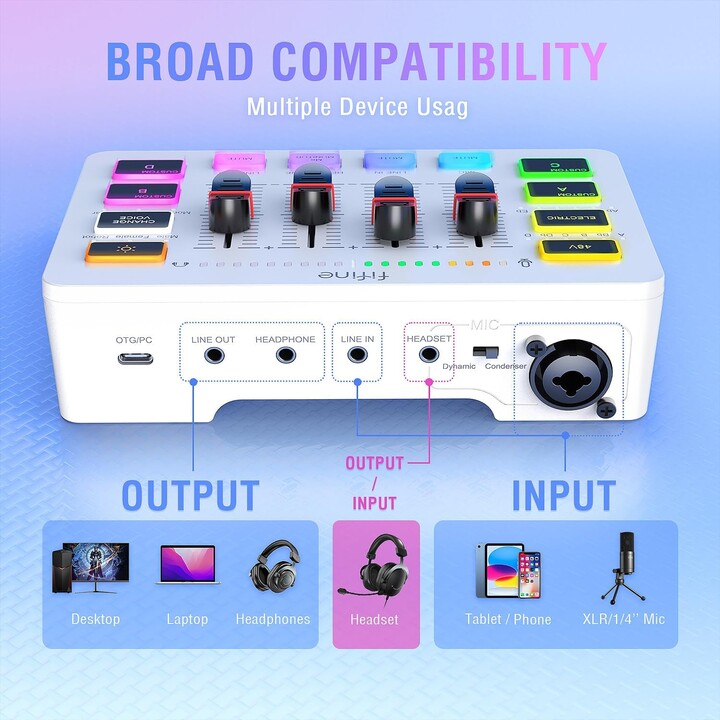 Fifine SC3 White - Audio Mixer