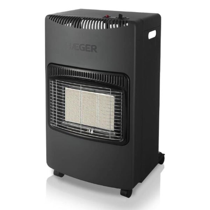Haeger Ultra Warm II, Gas Heater with High Heating Capacity and Integrated Safety Control Protection System, Black
