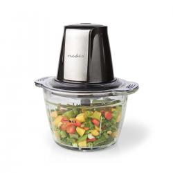 Picador de alimentos NEDIS | 500W | 1L | CRISTAL | 1 AJUSTE DE VELOCIDADE | PRATA NEGRA