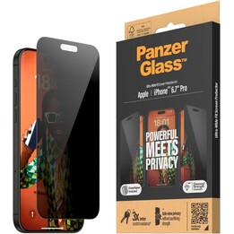 PanzerGlass™ Privacy Displayschutz iPhone 15 Pro Max Ultra-Wide Fit mit Easyligner