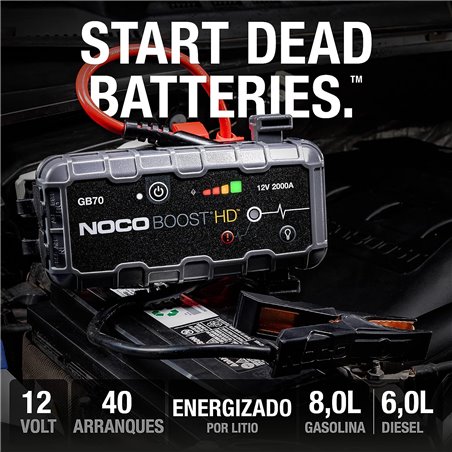NOCO Dispositivo inicial GB70 Boost 12V 2000A Jump Starter com bateria embutida 12V/USB