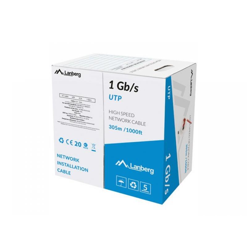 LANBERG LAN CABLE UTP 1GB/S 305M SOLID CCA RED