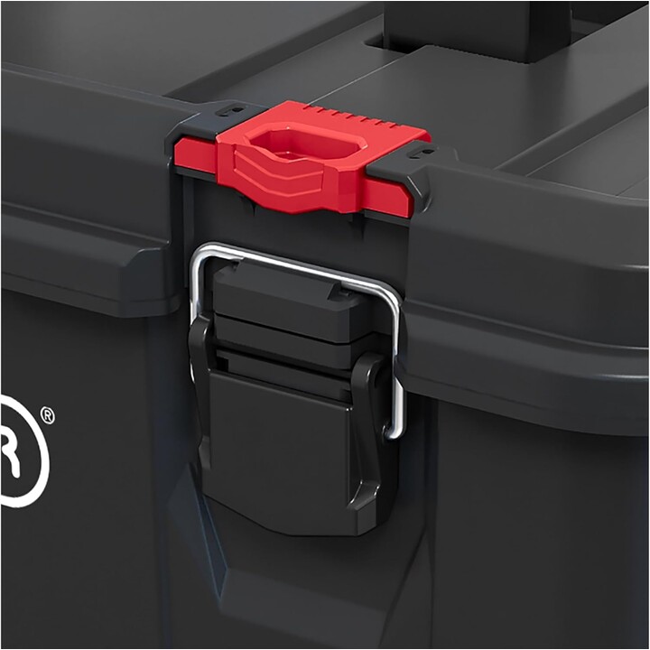 Keter Stack and Roll caja de almacenamiento de herramientas duradera con asa ergonómica para herramientas, Negro
