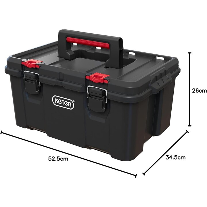 Caixa de arrumação para ferramentas durável Keter Stack and Roll com pega ergonómica para ferramentas, Preto