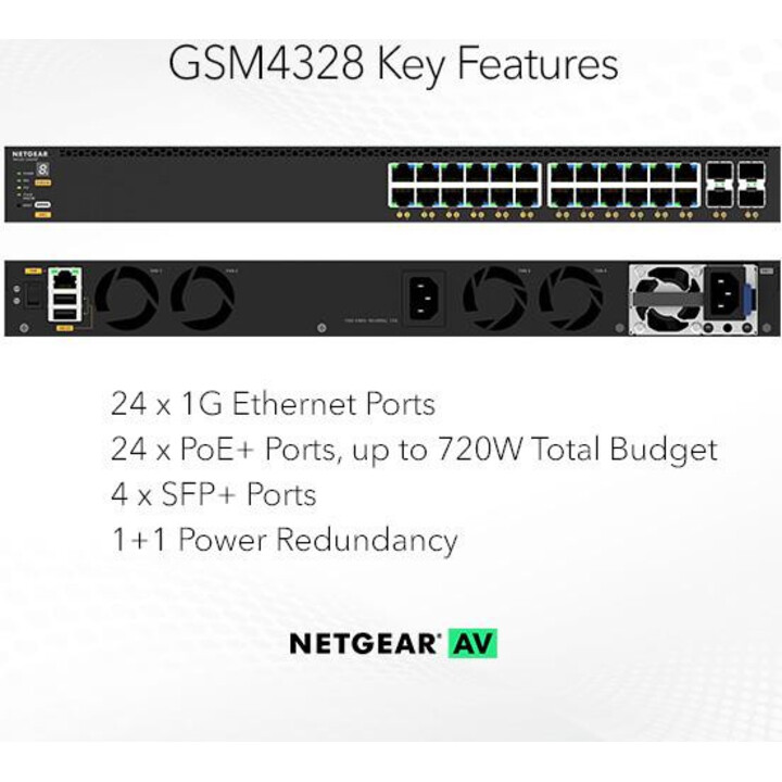 NetGear GSM4328-100NES M4350-24G4XF Managed Switch 28 Ports