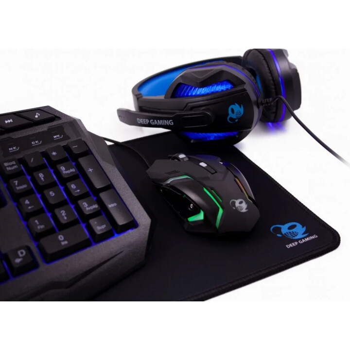Coolbox Combo Tastiera, Mouse, Cuffie, Tappetino per mouse USB da gioco X-Wing Nero