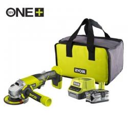 Smerigliatrice a batteria Ryobi ONE+ R18AG-140S/ 1 batteria da 18 V 4,0 Ah/ caricabatterie da 2,0 A/ borsa per il trasporto