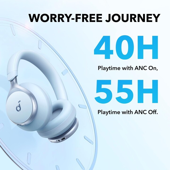 Soundcore Space One à réduction de bruit (ANC) Casque Bluetooth Bleu