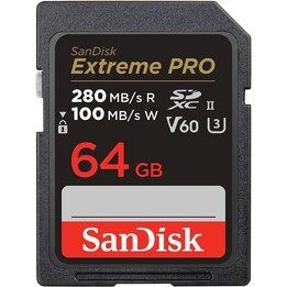 SD-Speicher 64GB Sandisk Extreme Pro UHS-I 2 Klasse 10 280 MB/s