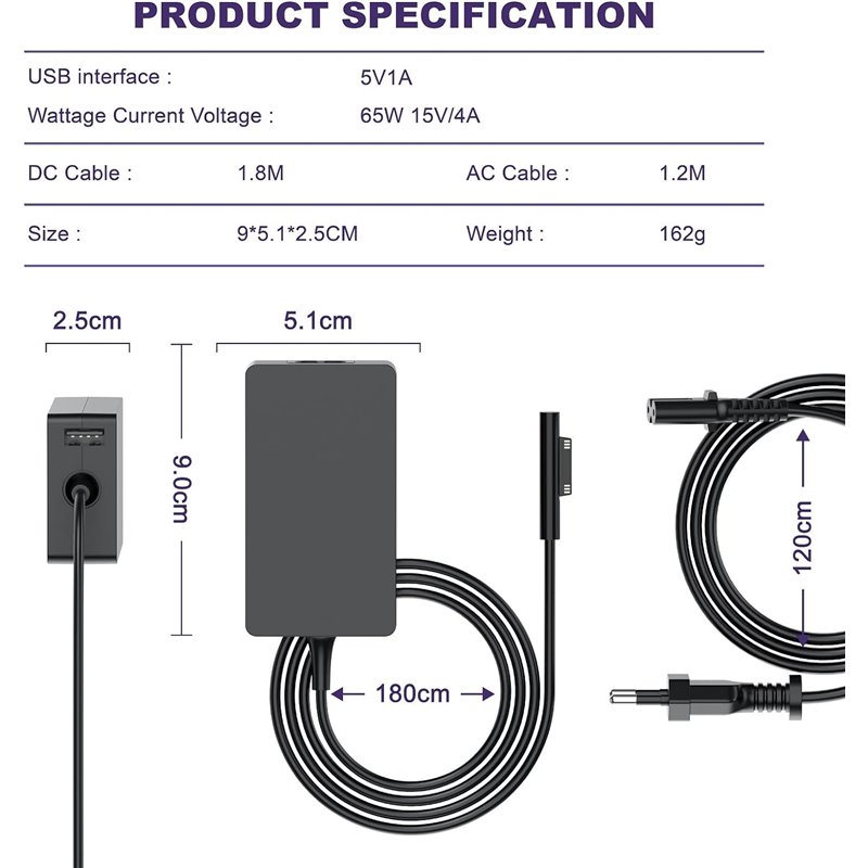 Microsoft 65w surface pro 4 tablet power supply