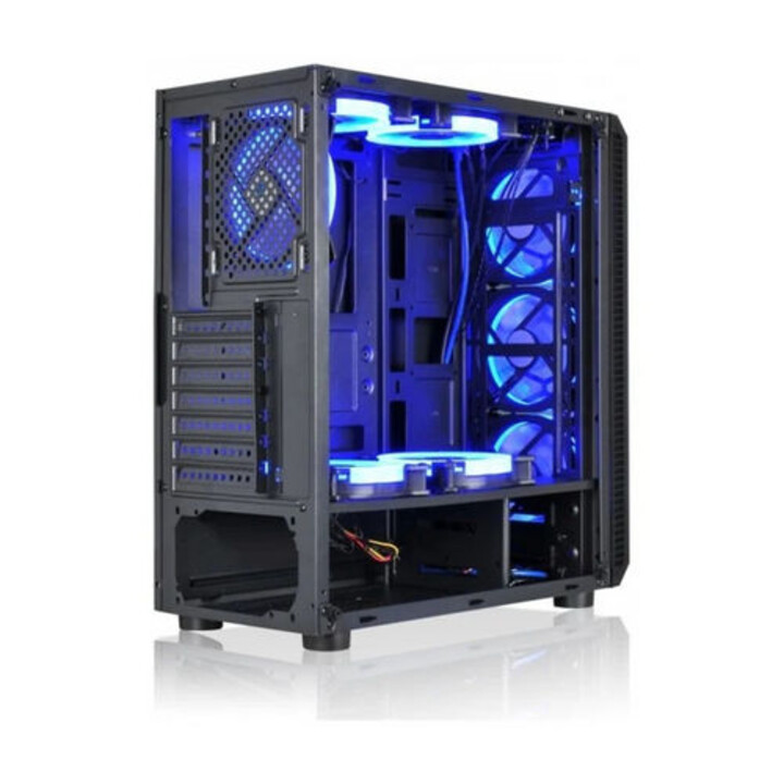Caja semitorre/atx l-link avatar s/fuente usb3.0 negra led azul c/ventana c/ventiladores