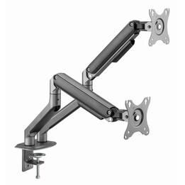 Gembird MA-DA2-05 Brazo para monitor doble ajustable para montaje en escritorio, 17”-35”, hasta 10 kg, gris espacial