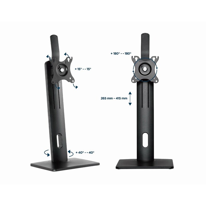 Suporte de mesa para monitor Gembird MS-D1-01, altura ajustável, preto