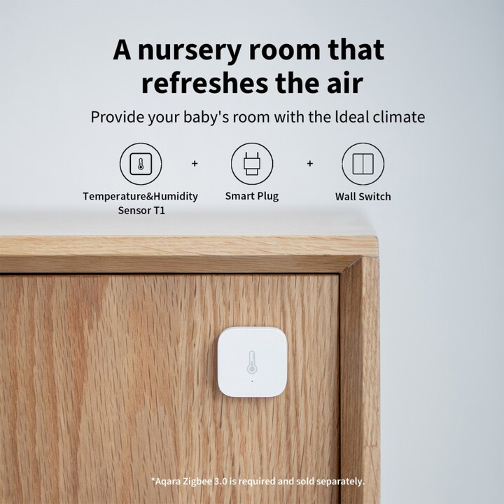 Aqara Temperatur- und Luftfeuchtigkeitssensor T1 – kompatibel mit Apple HomeKit, Alexa, IFTTT