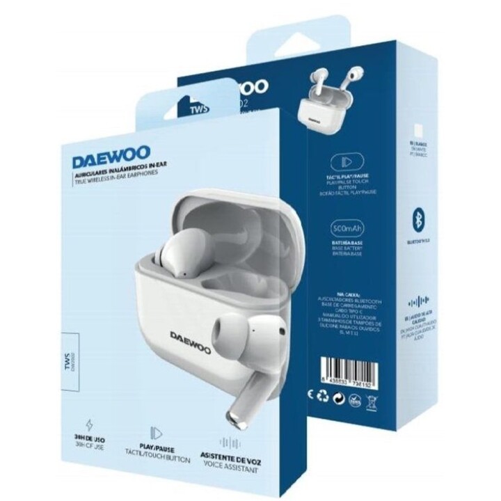 Auriculares Bluetooth Daewoo DW2002 con estuche de carga/ Autonomía 6h/ Blancos