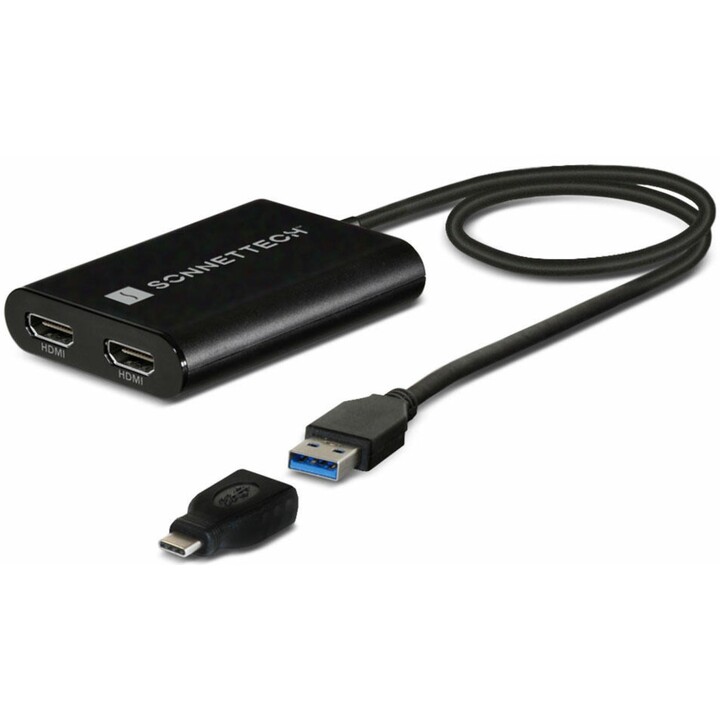 Adaptador DisplayLink USB-C HDMI dual 4K 60Hz para Mac Thunderbolt M1/M2/M3