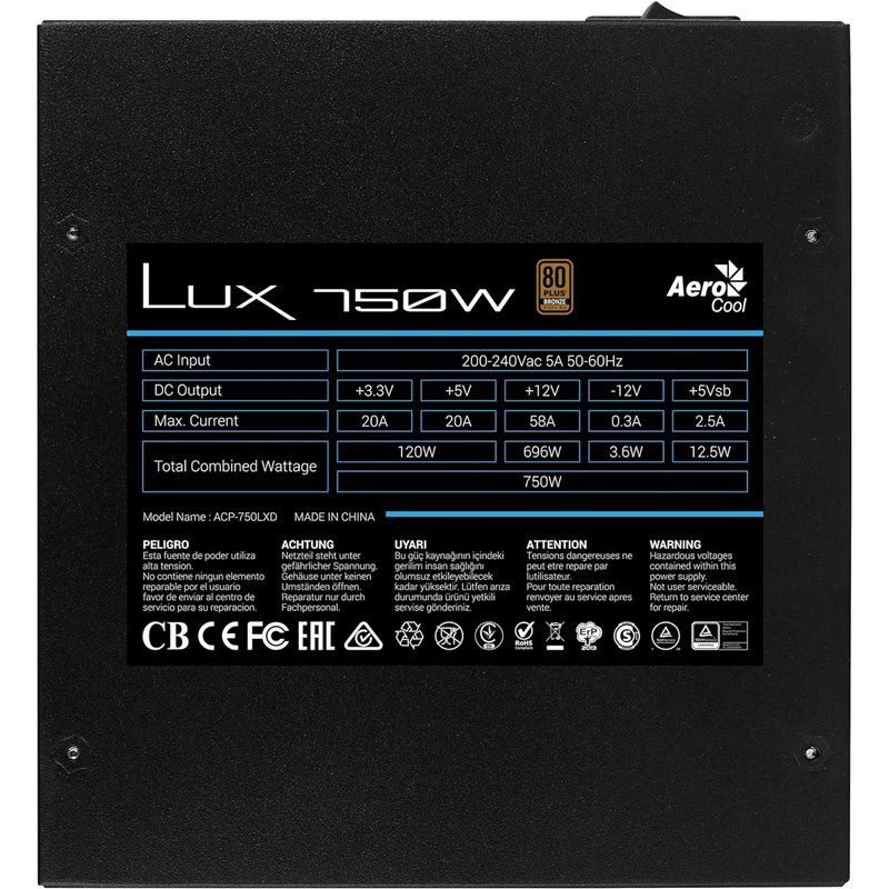 Aerocool LUX750 Power Supply 750W Black