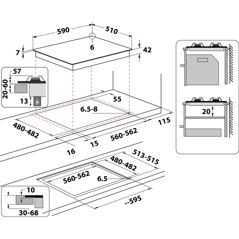 Table De Cuisson À Gaz Aktl 629/Nb1 Whirlpool Noir
