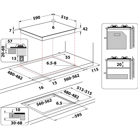 Table De Cuisson À Gaz Aktl 629/Nb1 Whirlpool Noir