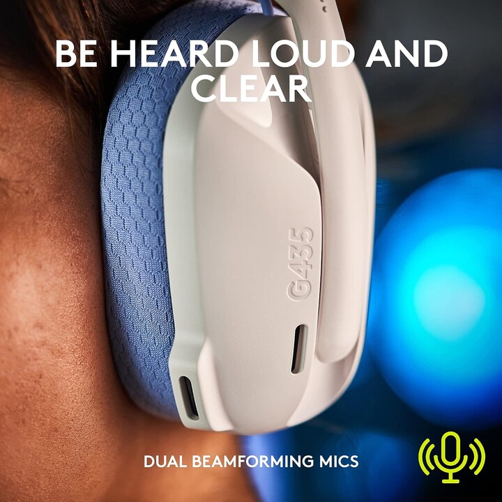 Cuffie da gioco con microfono Logitech G435/ Bluetooth/ Bianco grezzo e lilla